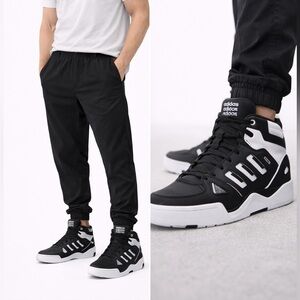 Adidas Black and White Mid-City Sneakers